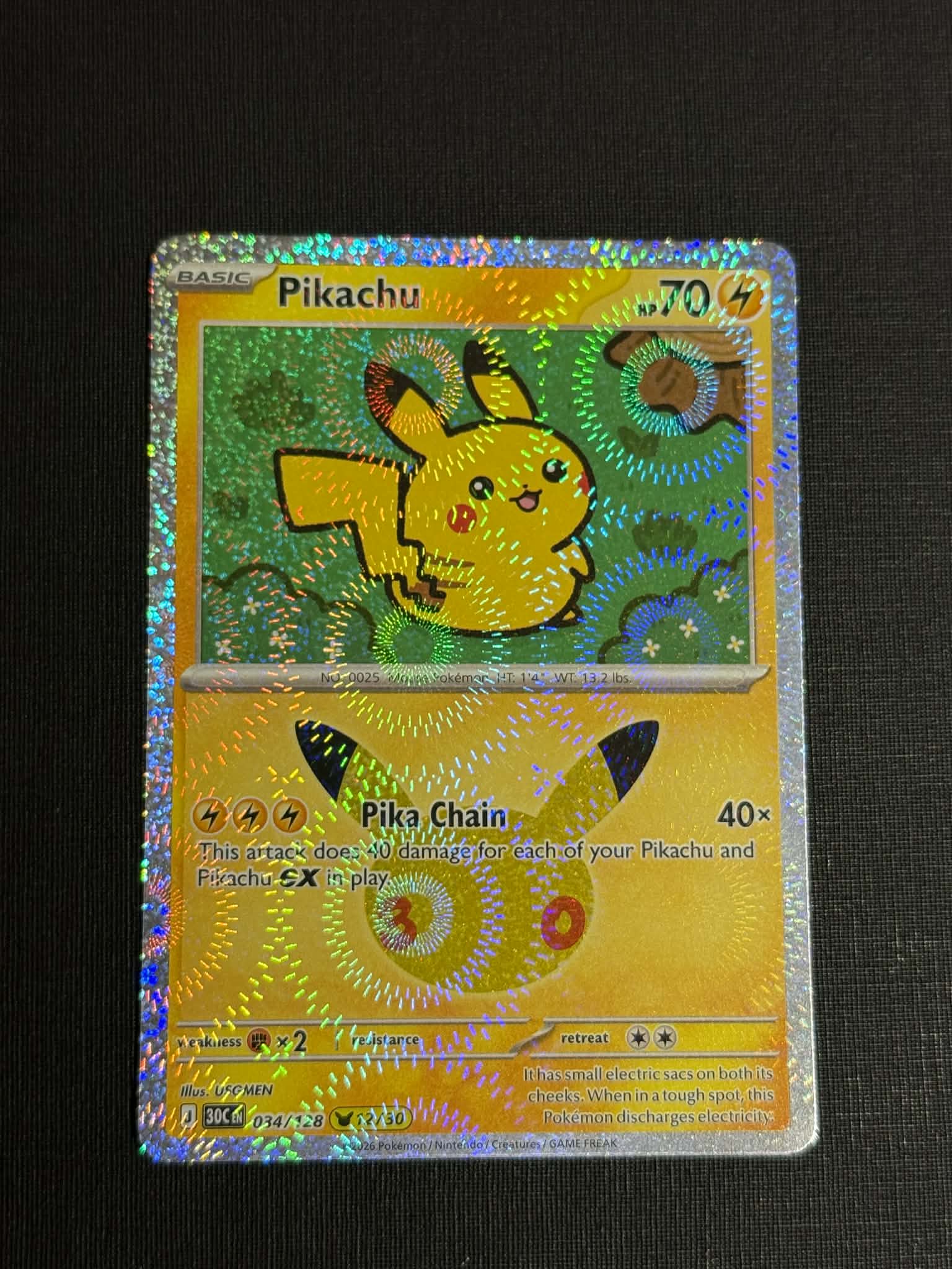 Pokemon 30th Anniversary Pikachu 034/128 Very cute pikachu by the bubble mew…